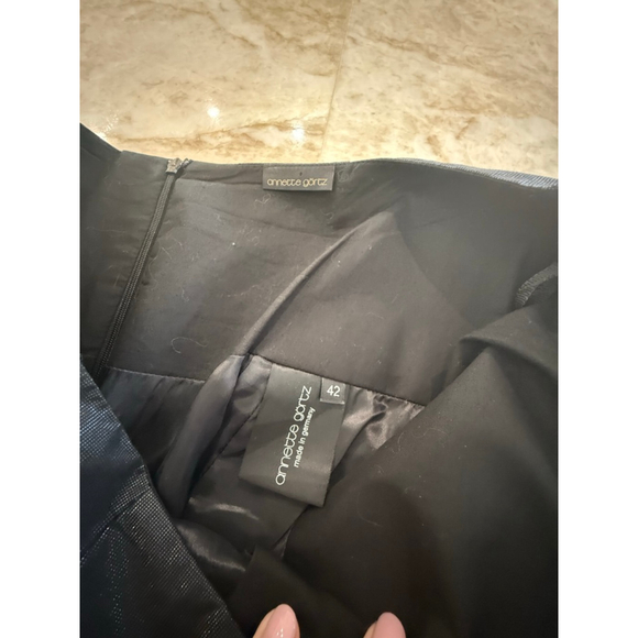 Annette Görtz A-Line box pleat bubble hem Skirt Black Size 12. Metallic sheen - Picture 5 of 8